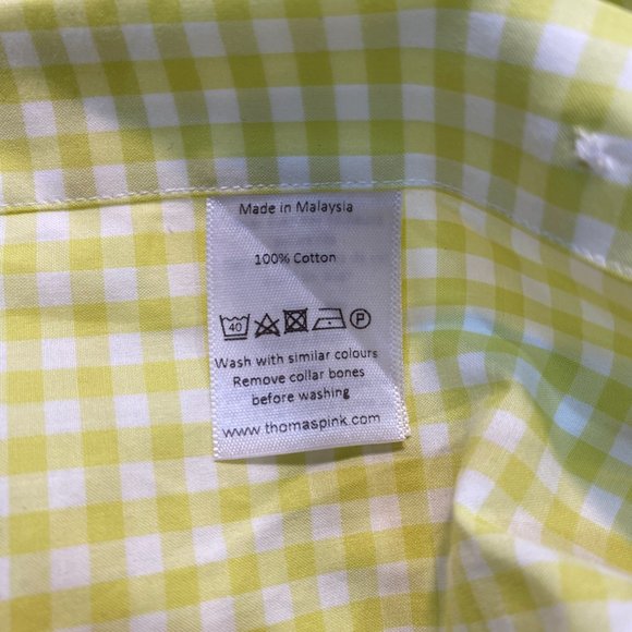 Thomas Pink Button Down Gingham Shirt - Size 17, 36.5 - Picture 8 of 11